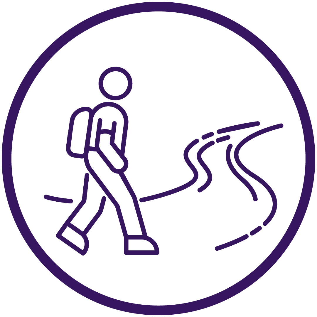 icon showing a student walking on a path