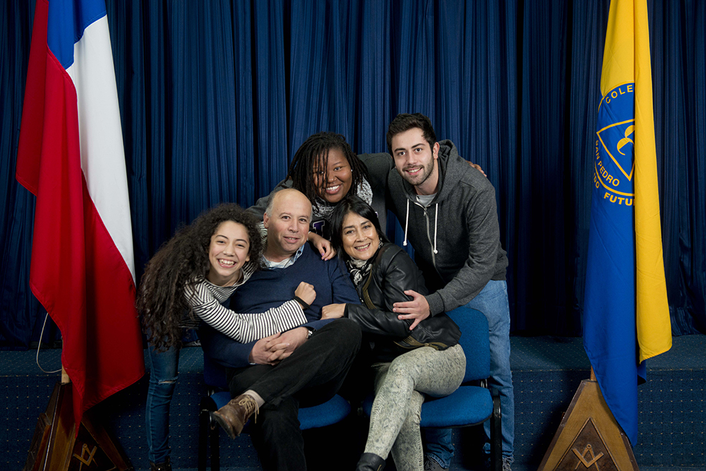 LSU student hugs her host family from Chile