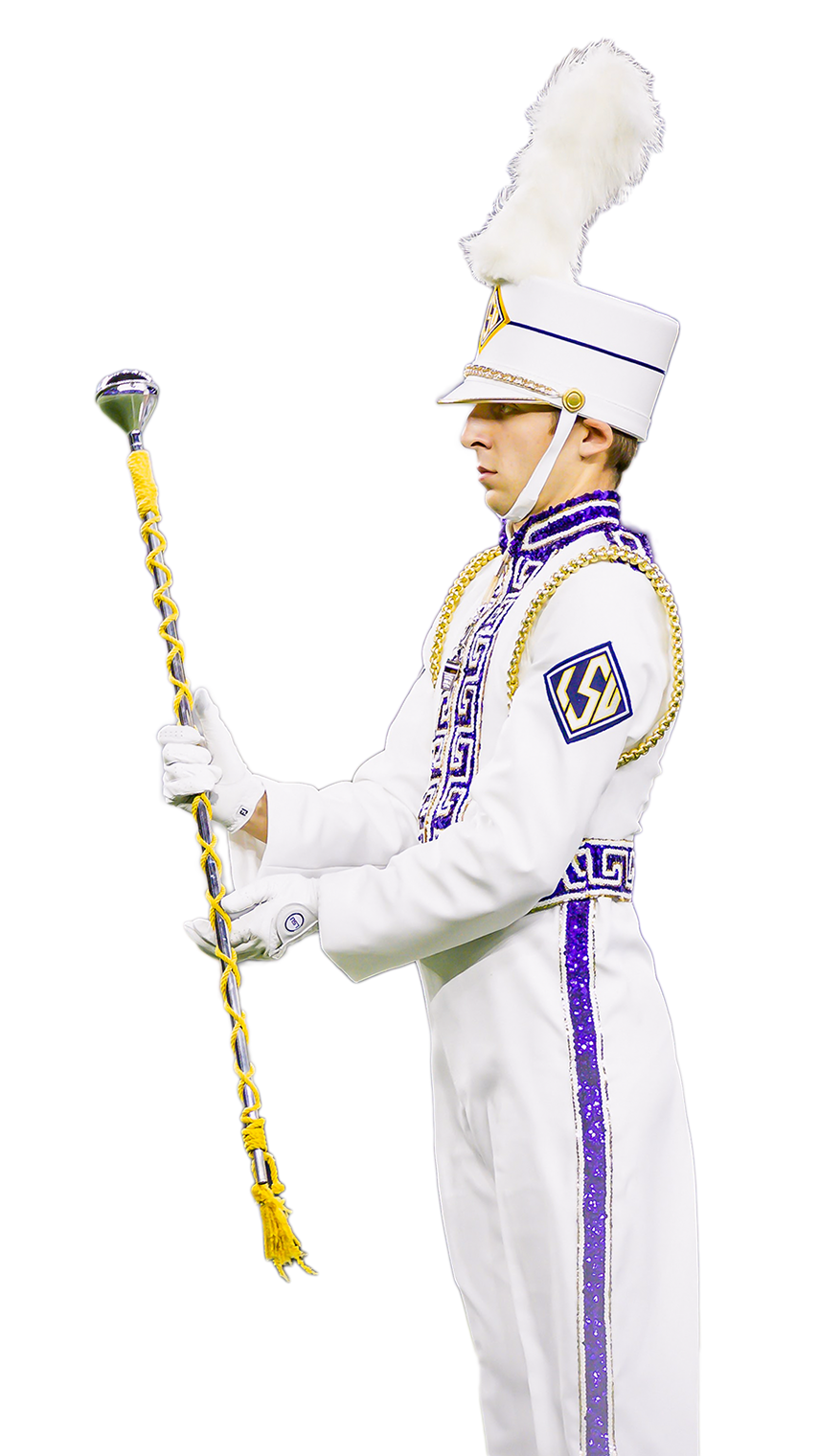 drum major performing in tiger stadium