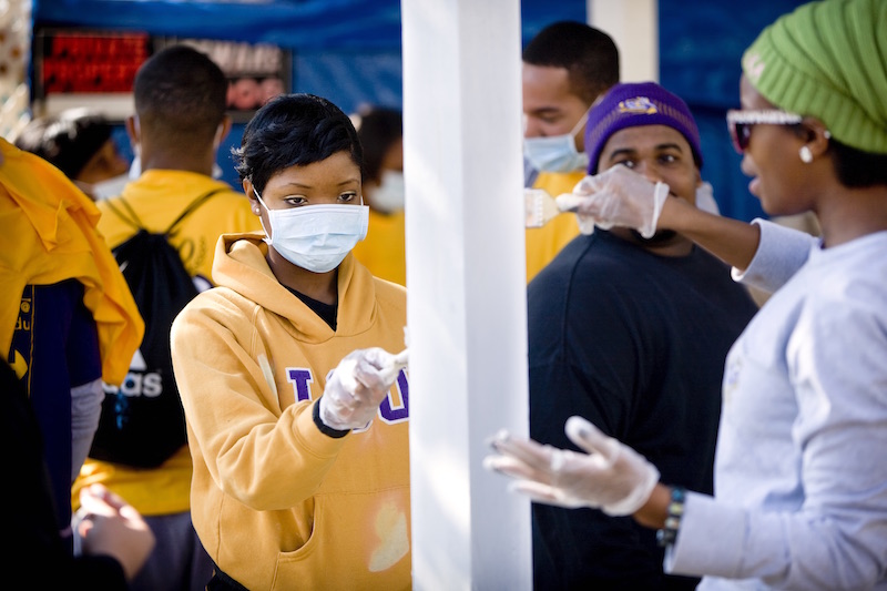 students painting during a day of service