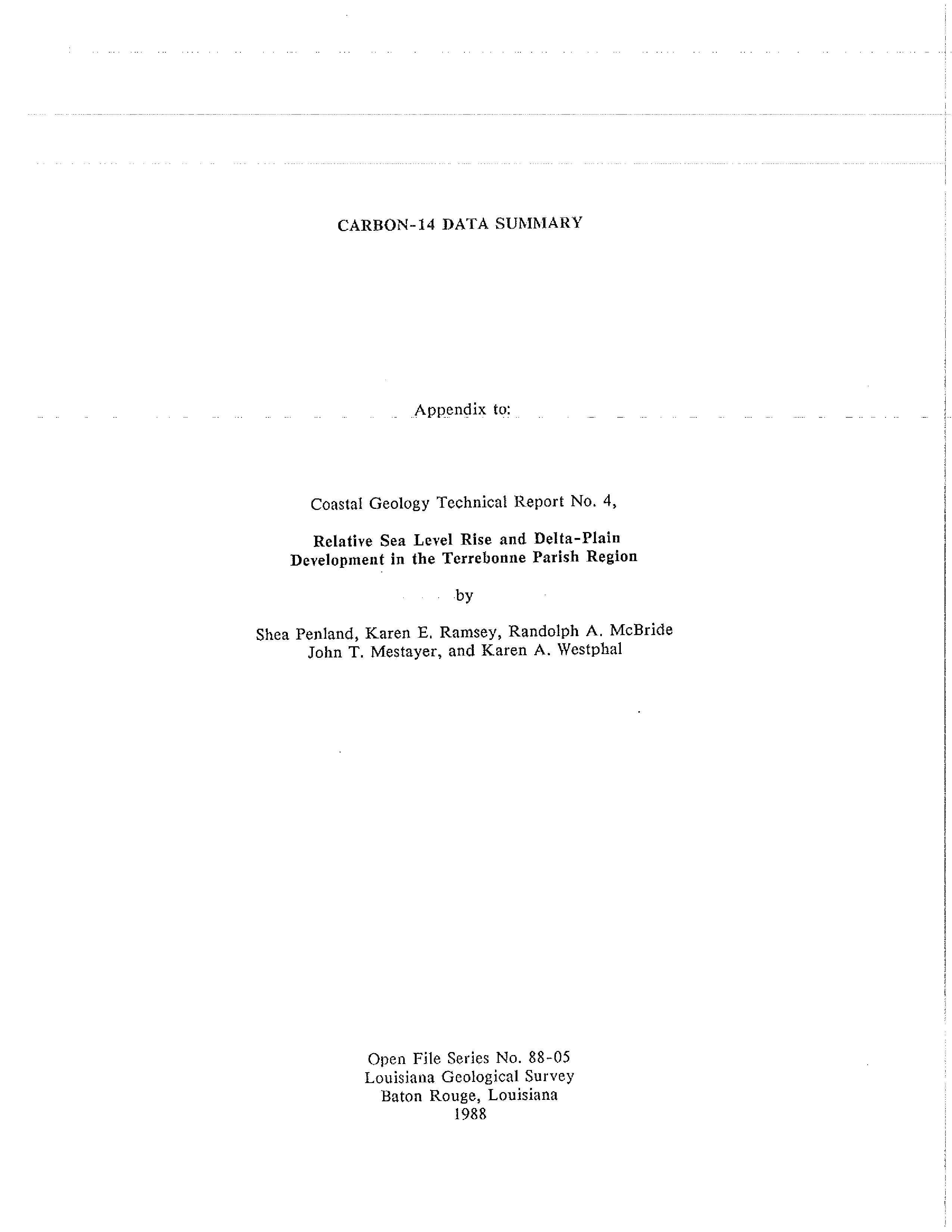 Carbon-14 Data Summary Carbon-14 Data Summary