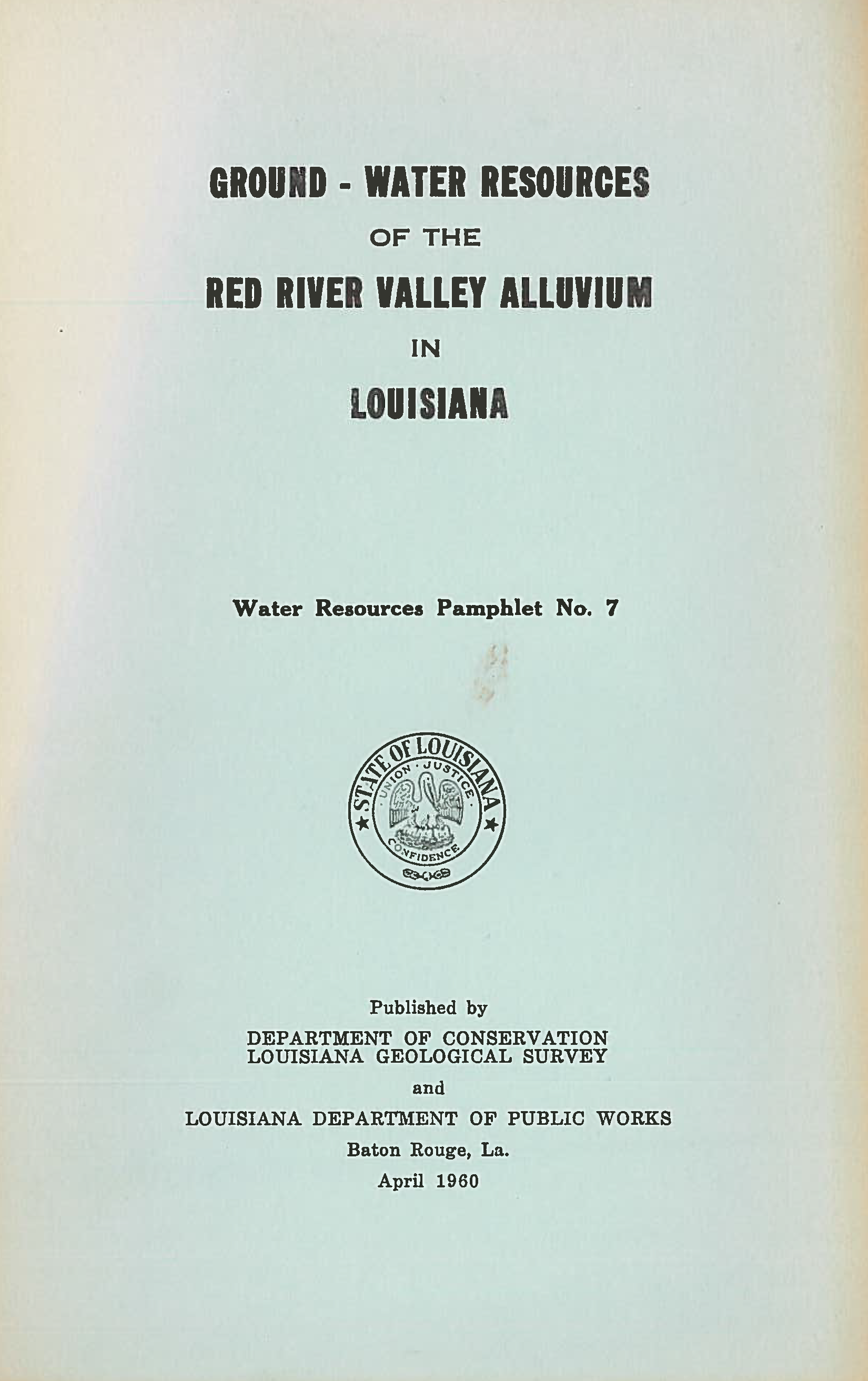 Ground-Water Resources of the Red River Valley Alluvium in Louisiana. Ground-Water Resources of the Red River Valley Alluvium in Louisiana.